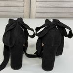 Wild Diva  Lace Up Platform Peeptoe Sandal Faux Suede Block Heel Black- 7.5 Photo 3