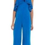 Issue Ruffle High Neck Sleeveless Midi Jumpsuit Blue Size Medium NWT Photo 0