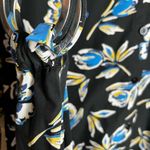 ZARA  Floral The Gia Dress Belted Button Front Sz M Blue & Black Photo 12
