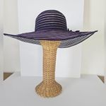 D & Y Purple Wide Brim Sheer Striped Purple Round Sun Hat Photo 1