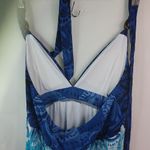 Grass Collection Grass M Turquoise Sapphire Halter Maxi Dress Photo 4