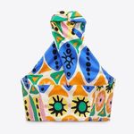 ZARA top cropped halter multicolor printed summer blouse Photo 5
