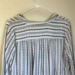 Loft White Black Patterned V-Neck Bell Sleeve Blouse Size M Photo 6