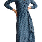 Like New Boden Laura Chain Link Jersey Knit Midi Dress Size 2 Blue Photo 0