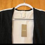 Chico's  Cardigan Size 1 Black White Madison Long Sleeve Mixed Fabric Lace NWT Photo 3