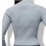 ZARA  ribbed light blue turtleneck tight long sleeve sweater in size small Photo 6