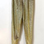 Vintage 80s Lerner gold lamé disco stretch stirrup pants Sz Medium Photo 2