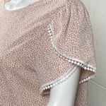 SheIn  Shirt Womens Large Pink White Short Sleeve Lace Trim Blouse Top Polyester Photo 2