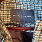 Banana Republic Plaid Wool Blend Peplum Coat Jacket | Blue Tan | Size 2 Photo 1