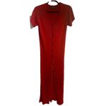 VTG Linda Allard Ellen Tracy Red Ribbed Knit 2PC Maxi Dress & Maxi Cardigan Sz M Size M Photo 2