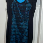 Krimson Klover Jasmine Black Blue Floral Laser Cut Dress size medium athletic Photo 0