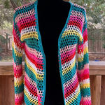 Anna & Ava Crochet Women's Colorful Striped Open Cardigan OS Photo 0