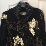 FINAL MARKDOWN Ladies Western Connection Beaded & Sequined Cowl Neck Sweater (S) Black Photo 1