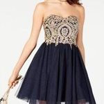 City Studio NWT Special Occasion Strapless Dress Juniors 5 Navy & Gold Photo 0