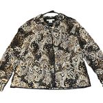 Requirements Quilted Jacket Womens Size Large Brown Tan Patterned Soft Zipper Photo 0