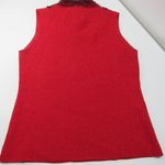 Chelsea & Theodore Beaded Mockneck Sleeveless Stretch Silk blend Red Black Top Size L Photo 5