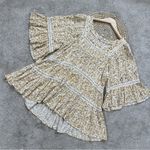 Free People  Talk About It Tunic Top Square Neck Peasant Boho Floral Yellow SP Photo 3