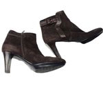 Aquatalia  Boots Womens‎ Size 9.5 Brown Suede Ankle Booties High Heel Zip Up Photo 1
