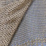 Loft  Womens Fringe‎ Scarf Metallic Gold Crochet Open Weave Lightweight Shawl Photo 7