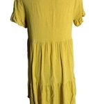 Susina Linen Blend Tiered Mini Dress M Yellow Short Sleeves Ruffle High Low Size M Photo 3