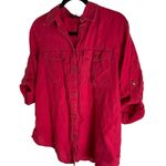 Ralph Lauren Lauren Red 100% Linen Button Down Shirt Women' Sz medium Photo 0