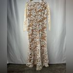 Bariano  Long Sleeve Lace Gown in White Tan Size 12‎ Photo 8