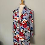 T Tahari Light Blue Floral Spring Fall Trench Coat Jacket Photo 1