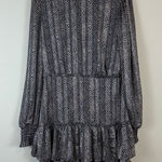 Lulus | Navy and White Animal Print Long Sleeve Tiered Skirt Dress Size Medium Photo 0