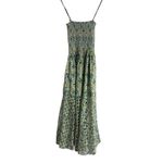 Solid & Striped Kennedy Green Floral Smocked Laser Cut Sleeveless Midi Dress XS Photo 12