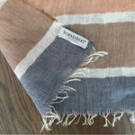 Schneiders Salzburg Color Blocked Striped 100% Linen Scarf Cream, Blue, Orange Blue Photo 2