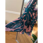 Mumu Mini Dress XS Green Pink Leaf Print Photo 6