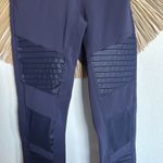 Alo Yoga  Blue Moto-Style Leggings with Ribbed Panels Photo 10