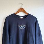 Garage Womens Sweatshirt Navy Blue Hamptons Tennis Crew Neck Oversized Size XL Photo 2