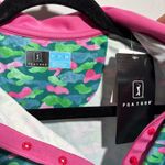PGA Tour NWT  Golf Womens Tank Top Green Pink Camouflage Sleeveless Snap‎ S Polo Photo 2