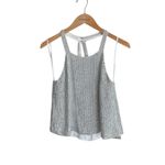 Parker  Justina Silk Silver Rhinestone Beaded Halter Tank Top Photo 2