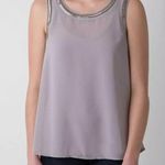 BKE Boutique taupe mixed media chiffon sequin tank size medium Photo 0