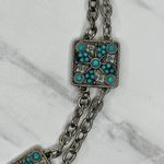 Faux Turquoise Studded Square Silver Chain Link Belt One Size (OS) ✨ Photo 6