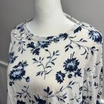 THE GREAT. Long Sleeve Sleep Tee Top Midnight Autumn Floral Blue White 2 Medium Photo 3