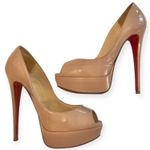 Christian Louboutin Lady Peep Toe Nude Platform Heel Sz 36 Photo 2