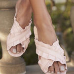 Sole Society  Leather Mandi Ruffle Slide Sandals Blush Pink size 7M NWT‎ Photo 0