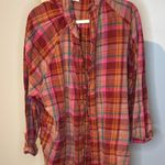 Free People We The Free Multicolor Plaid oversized button up sz M Photo 0