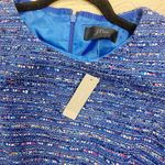 J. Crew Coco Tweed Boulce Fluted Flare Hem‎ Cobalt Blue Midi Dress Size 14 New Photo 7