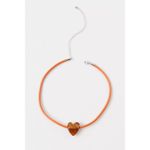 Free People  Under the Sea Collar Orange NWT Choker Glass Heart Pendant Bohemian Photo 9