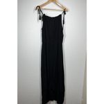 City Chic S/ 16 Black Maxi Tassel Dress High Keyhole Neck Gauze Knit Photo 6