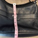 Aurielle Womens Leather Double Top Zippered Compartment Shoulder Handbag Black Photo 9