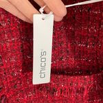 Chico's NWT Red Tweed Fringe Jacket Size 6 | 0.5 Holiday Blazer Photo 8