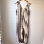 ASCENO Striped Sleeveless Jumpsuit 100%silk Black Size 2 Photo 1