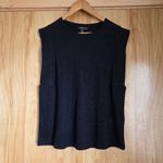 Banana Republic  Sharp Shoulder Tee Black Linen Sleeveless Top Photo 1