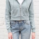 Brandy Melville Teal Green Crystal Zip Up Hoodie NWT Photo 0