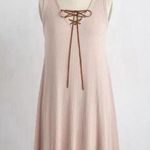 Bo Bel Rose Pink Ribbed Lace-Up Sleeveless V-Neck Shift Dress by from ModCloth M Photo 0